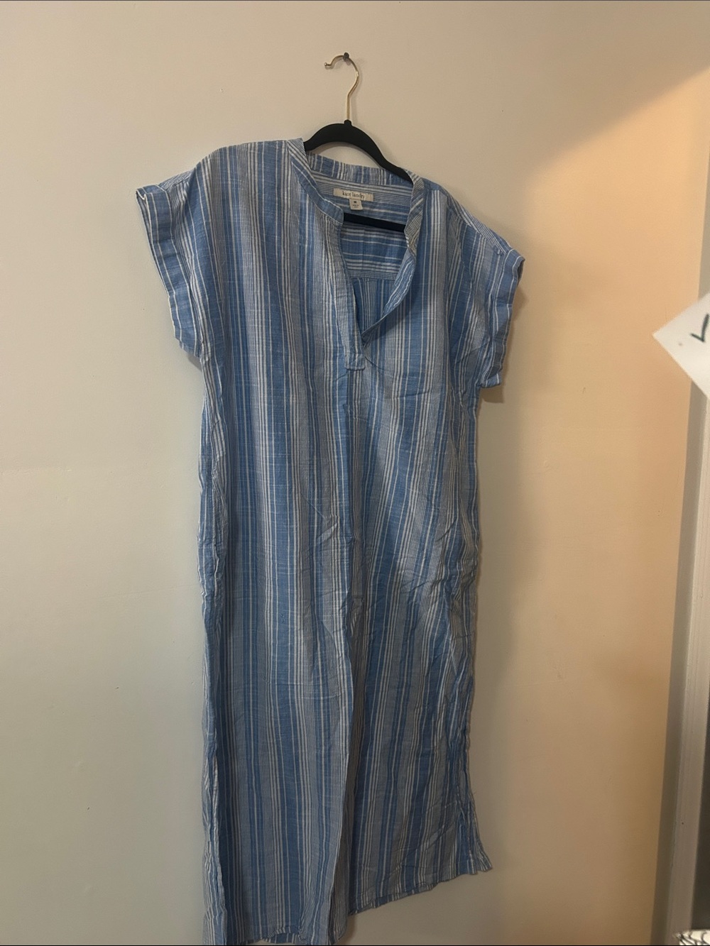 Kate Landry Blue & White Striped Maxi Dress